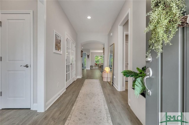 hallway featuring light wood-type flooring