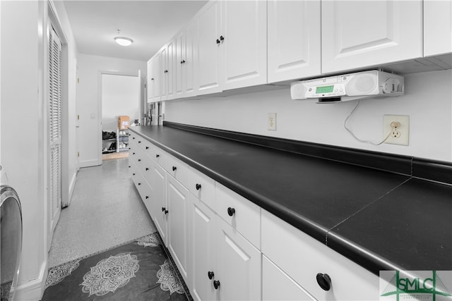 kitchen with white cabinets