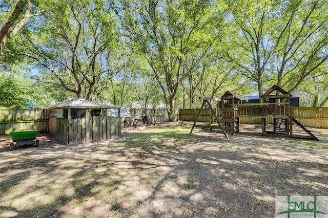 view of yard featuring a playground