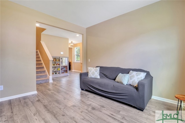 living room featuring light wood-type flooring