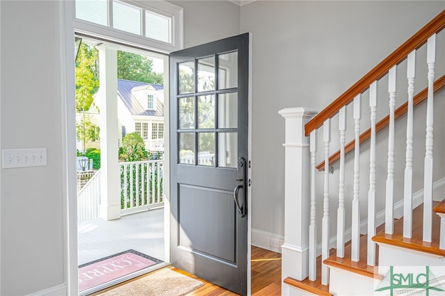 interior space with hardwood / wood-style floors