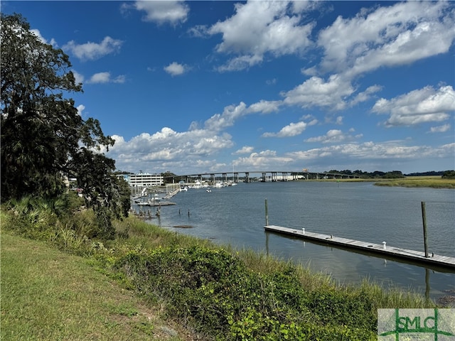 view of dock featuring a water view