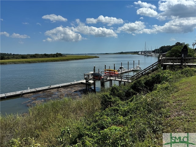 view of dock featuring a water view