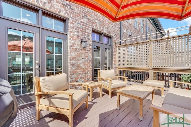 deck featuring an outdoor living space