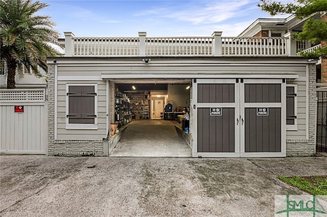 view of garage