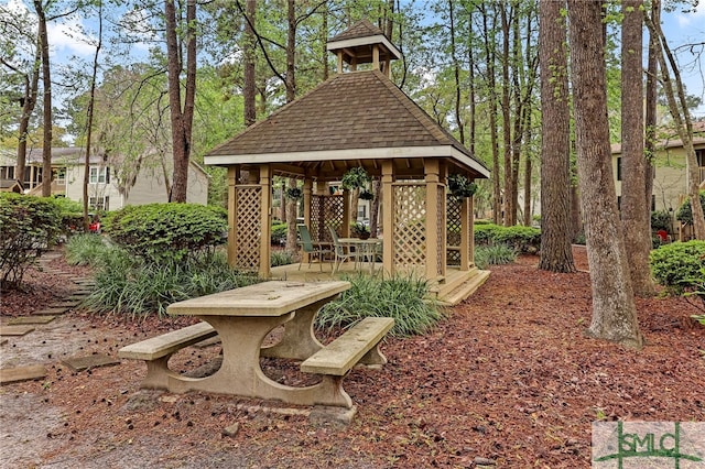 exterior space featuring a gazebo