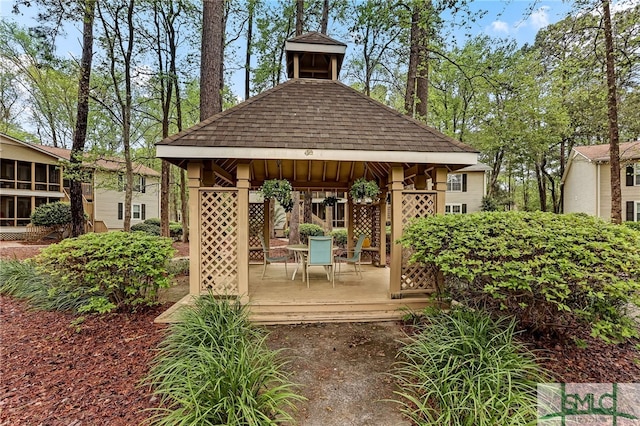 exterior space with a gazebo