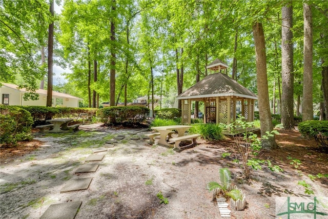 view of yard featuring a gazebo