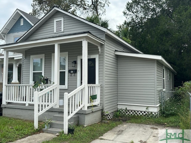 bungalow-style house with a porch