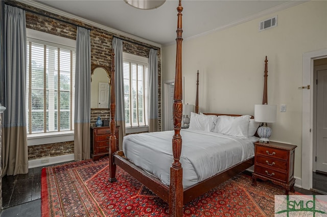 bedroom featuring ornamental molding