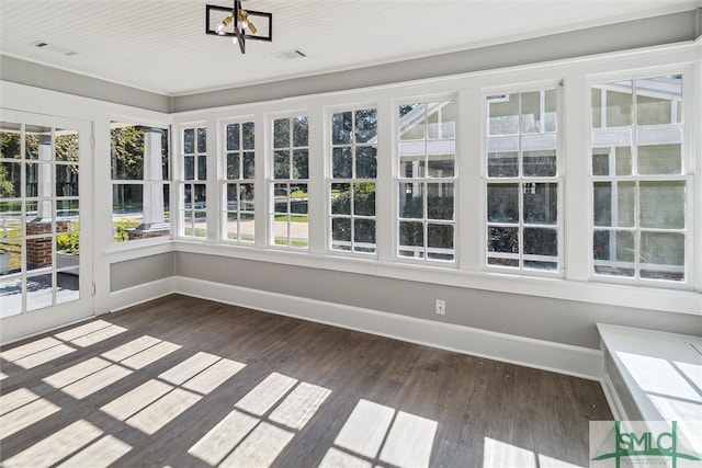 view of unfurnished sunroom