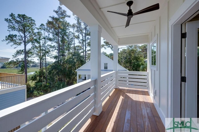 balcony with ceiling fan