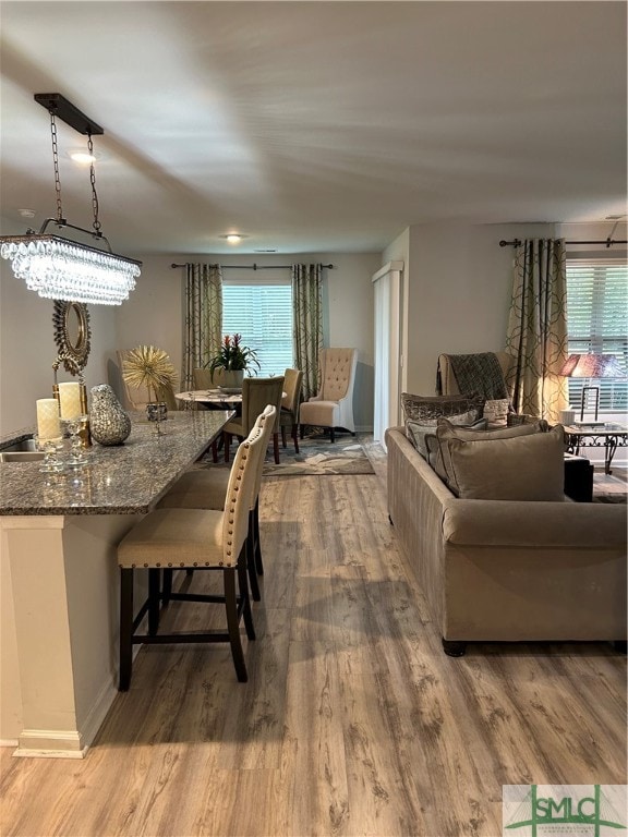 dining room with light hardwood / wood-style floors