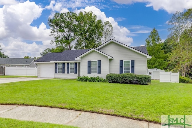 single story home featuring a front yard