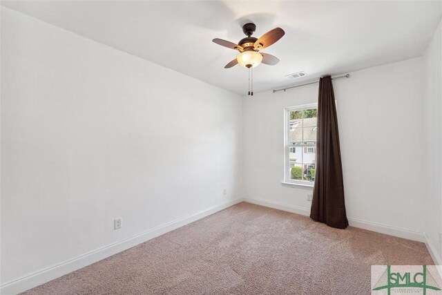 11330 White Bluff Rd Unit 46, Savannah, GA 31419 - spare room with visible vents, baseboards, ceiling fan, and light colored carpet