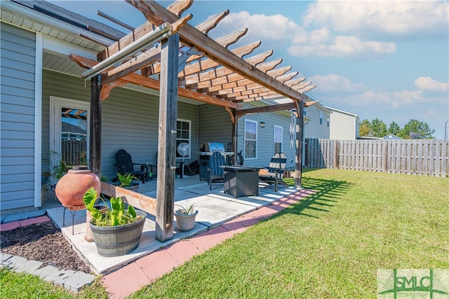 exterior space featuring a pergola and grilling area