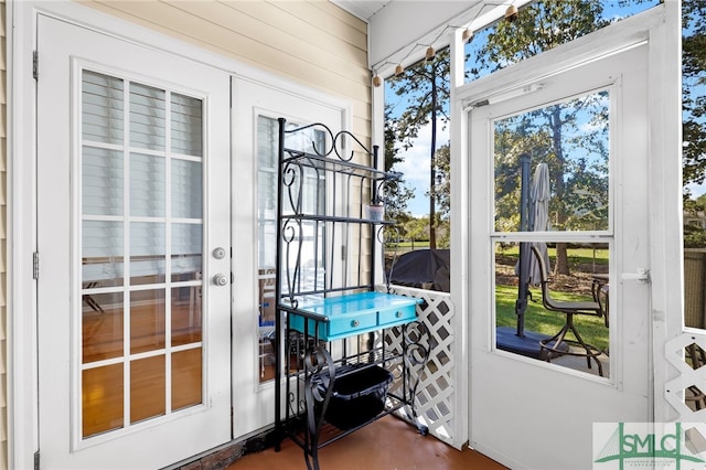 doorway to outside with french doors