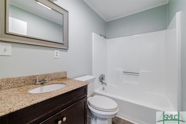 full bathroom with vanity, toilet, and shower / bath combination