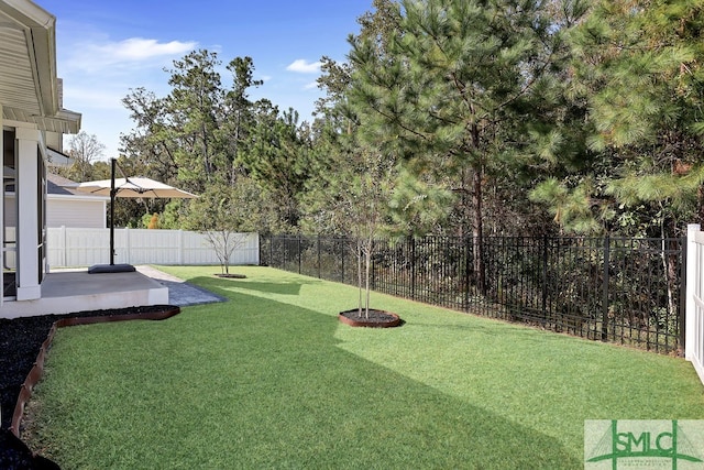 view of yard with a patio