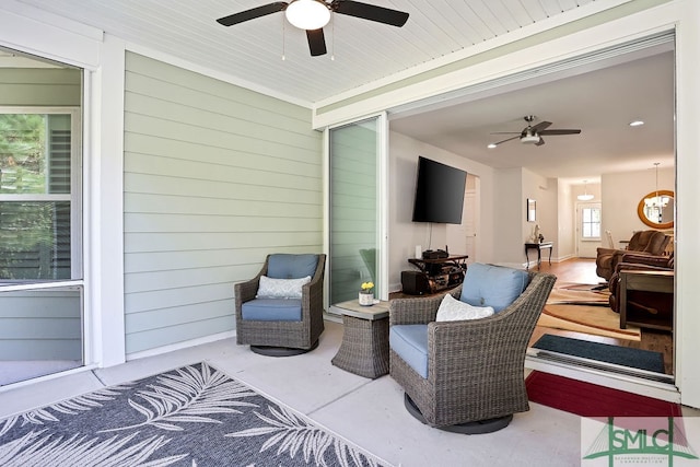 view of patio with ceiling fan