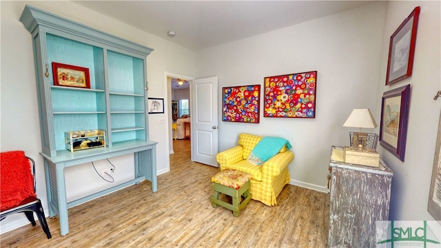 sitting room featuring light wood-type flooring