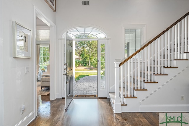 entrance foyer with dark wood-type flooring