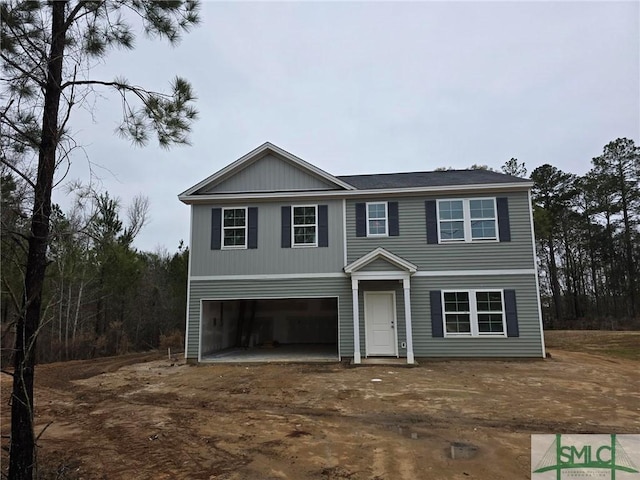 view of front facade featuring a garage