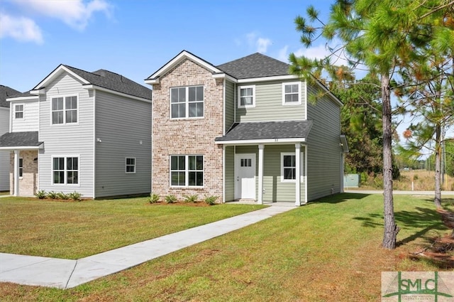 view of front of home featuring a front yard