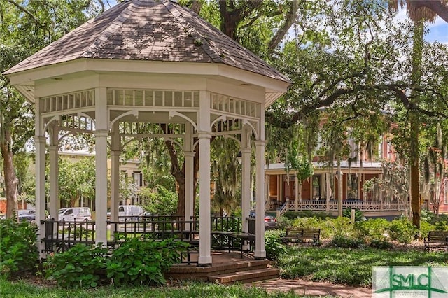 view of community with a gazebo