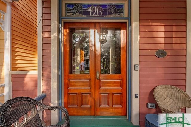 entrance to property with french doors