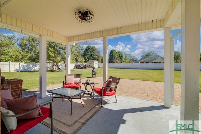 view of patio / terrace with a playground