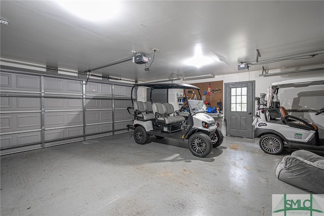 garage with a garage door opener