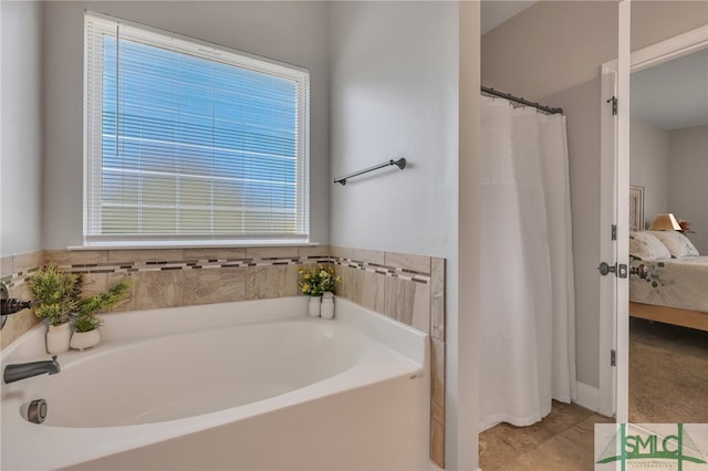 bathroom featuring plus walk in shower