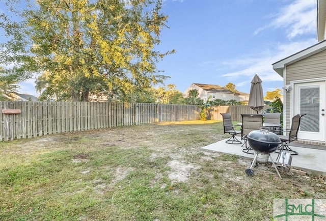 view of yard featuring a patio area