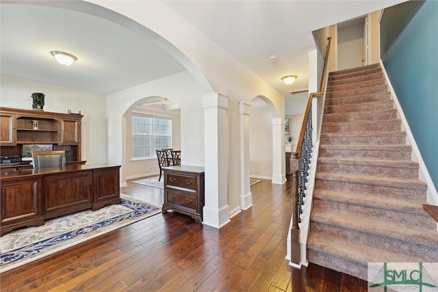 interior space featuring dark wood-type flooring