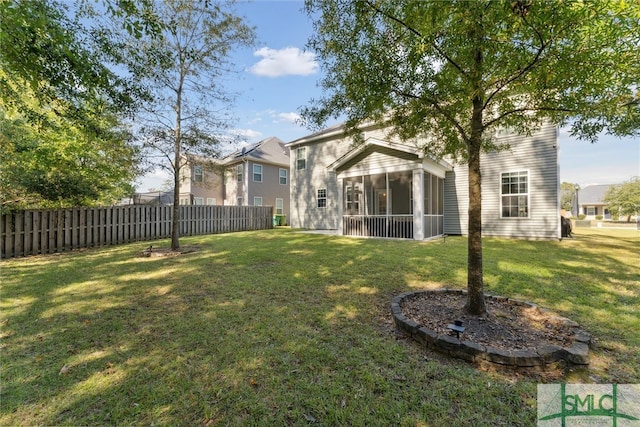 view of yard with a sunroom