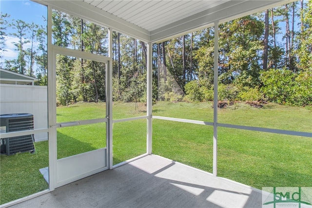 view of unfurnished sunroom