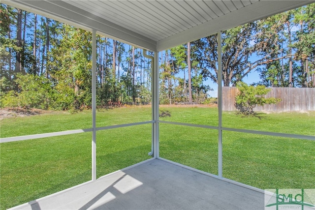 view of unfurnished sunroom