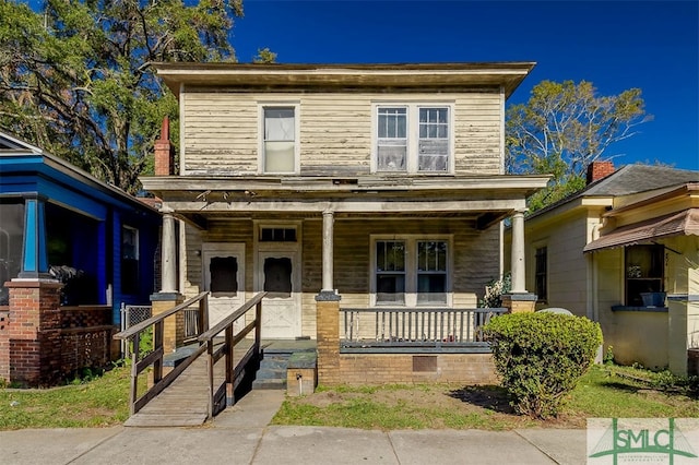 view of front of property with covered porch