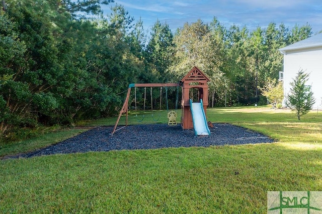 community playground with a lawn