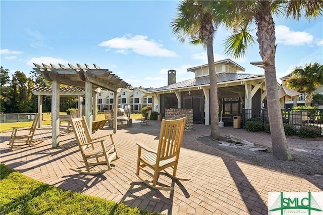 2203 River Oaks Dr, Richmond Hill, GA 31324 - view of patio with fence and a pergola
