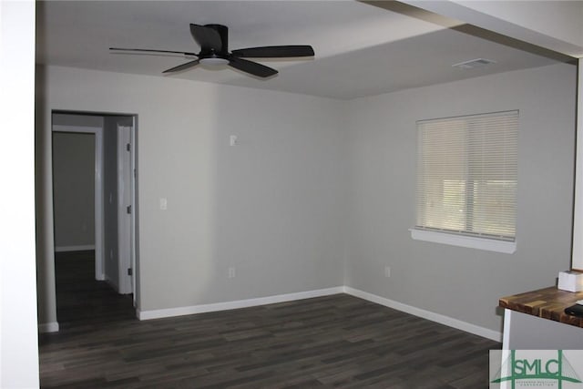 2510 Florida Ave, Savannah, GA 31404 - empty room featuring dark wood-type flooring, ceiling fan, and baseboards