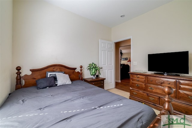 bedroom with light hardwood / wood-style floors