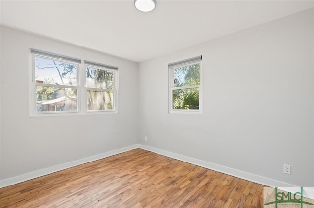 empty room with light hardwood / wood-style flooring and a wealth of natural light