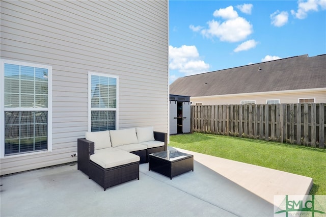 view of patio featuring outdoor lounge area