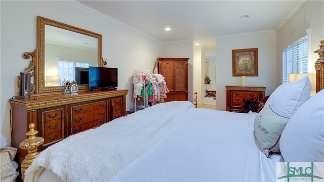 bedroom with ornamental molding