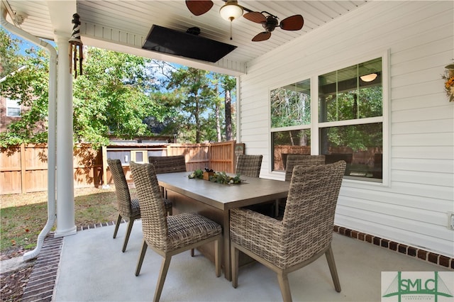 view of patio / terrace featuring ceiling fan