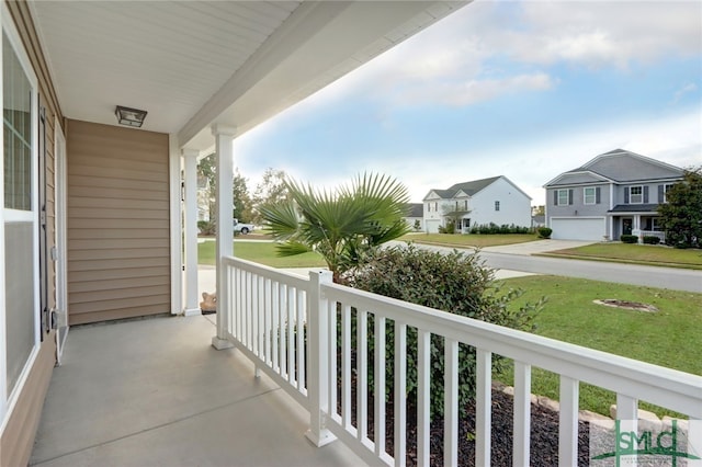 balcony featuring a porch