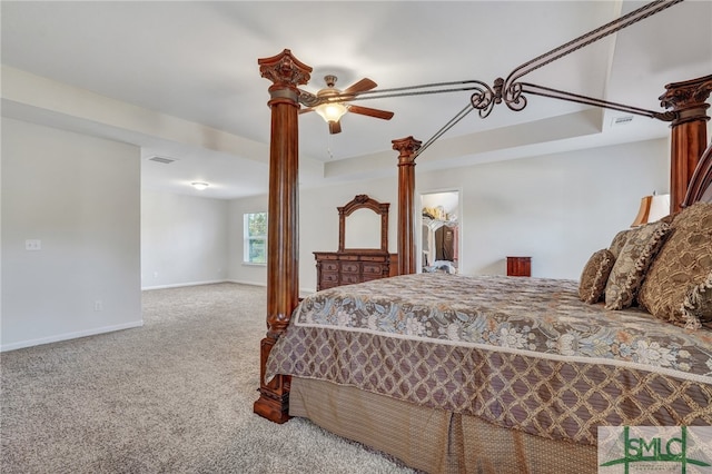 bedroom featuring carpet flooring and ceiling fan