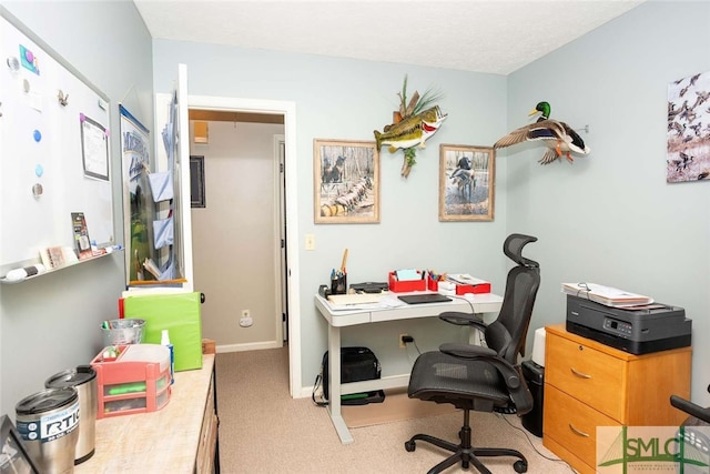 view of carpeted home office